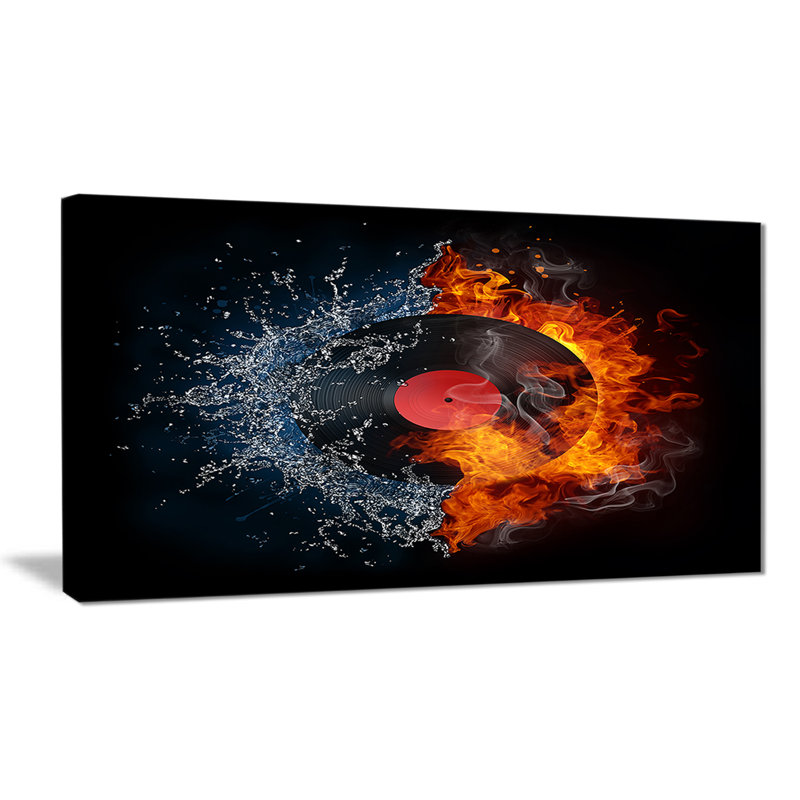 Corwin Abstract Record Abstract - impression d'art graphique, H 16 po x l 32 po x P 1 po, Toile tendue