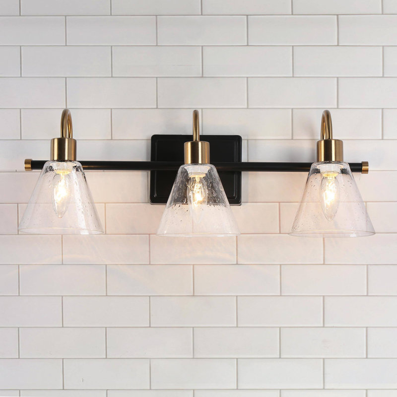 Luminaire de salle de bain 3 lumières minimaliste moderne à intensité variable avec abat-jour