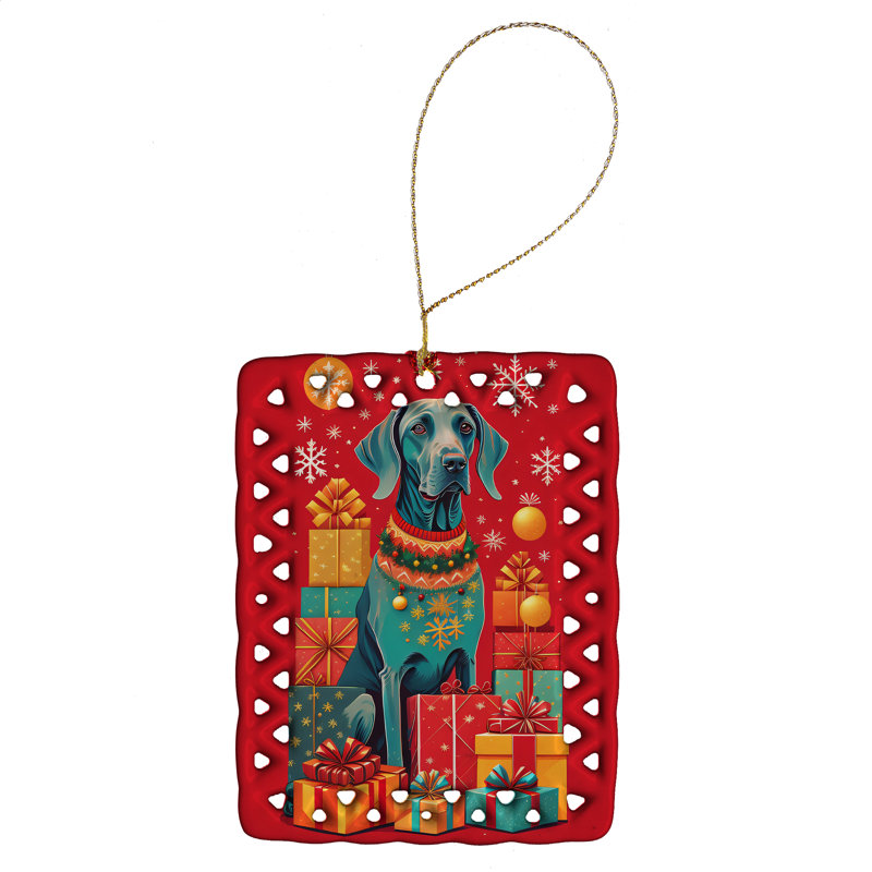 Ornement en porcelaine de Noël Weimaraner, Braque de Weimar