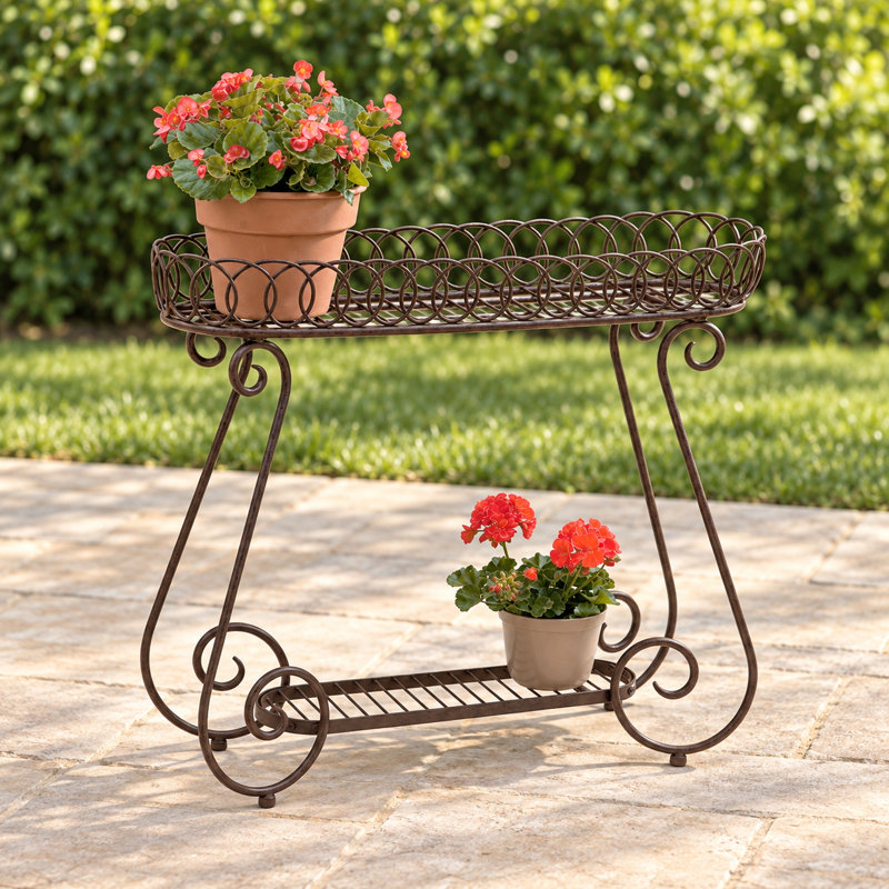 Seaton Metal Plant Stand, Natural Patina Brown
