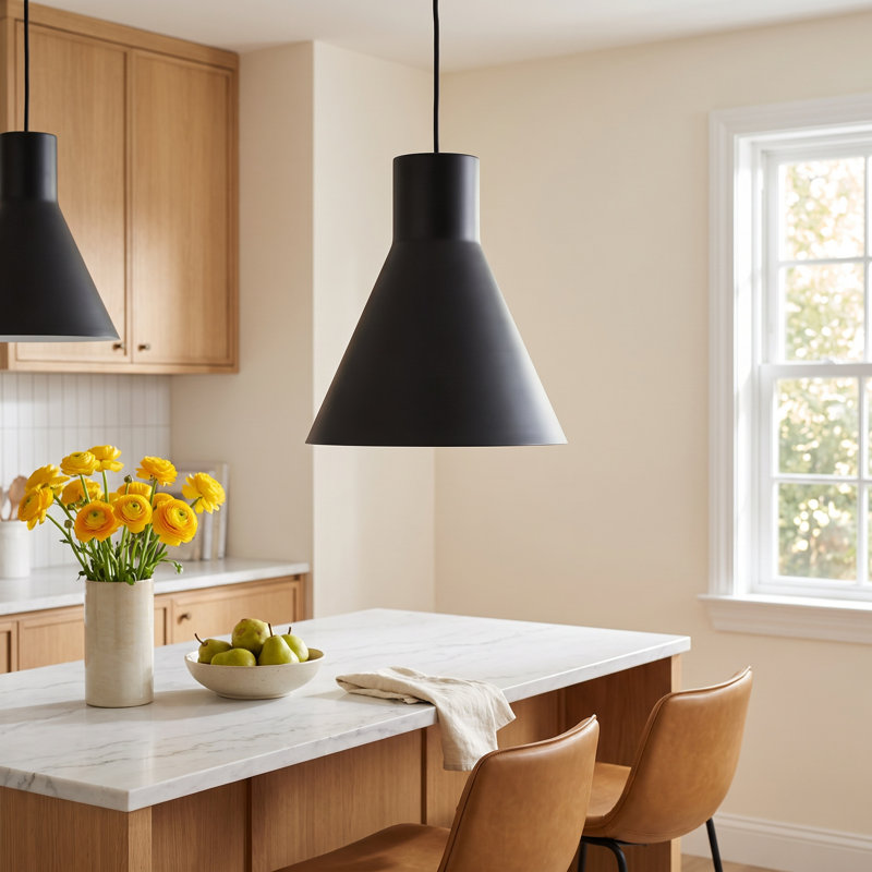 Byers 1-Light Dimmable Cone Pendant, Satin Brass, No