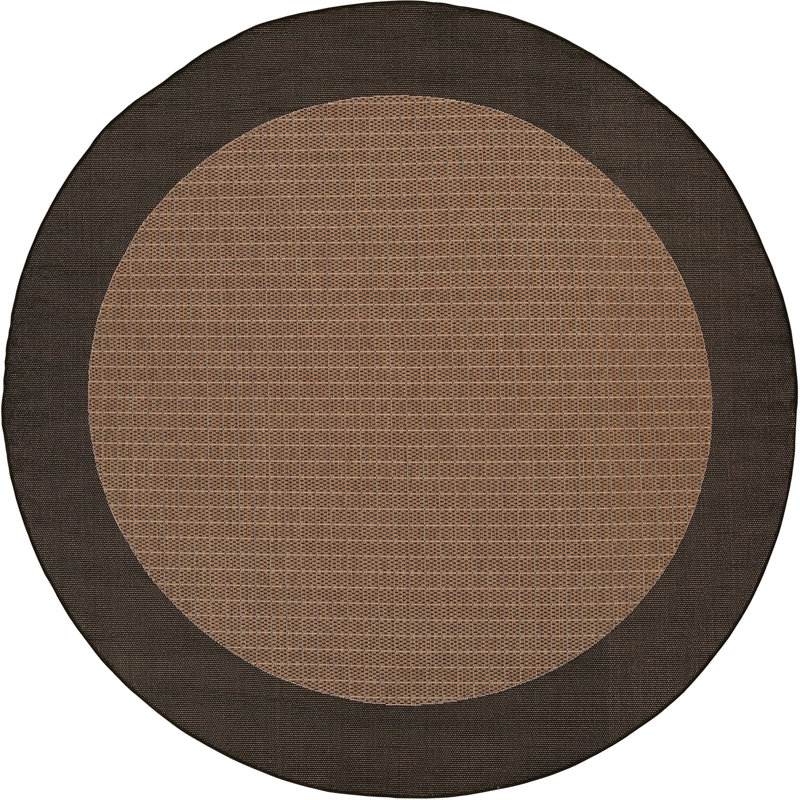 Tapis intérieur / extérieur Sania, Rond 7 pi 6 po,  Noir / brun