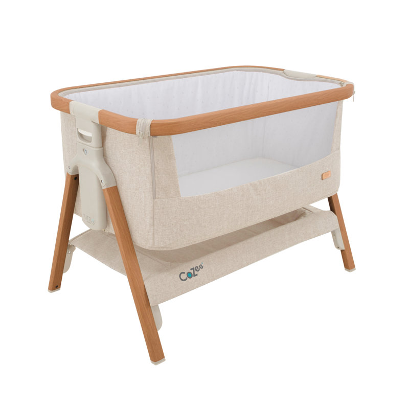 Tutti Bambini CoZee Bedside Crib, Scandinavian Walnut/Ecru