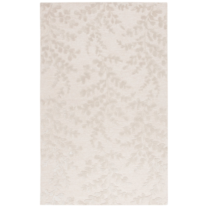Helan Hand Tufted Wool/Viscose/Cotton Floral Rug in Beige, Rectangle 4' x 6'