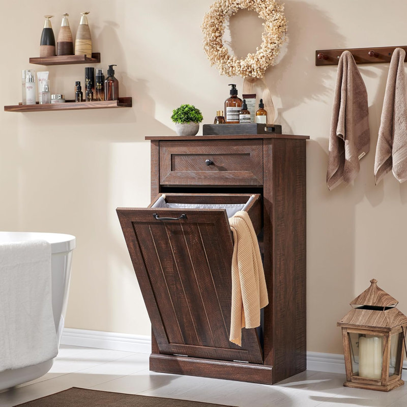 Tilted Laundry Basket Cabinet