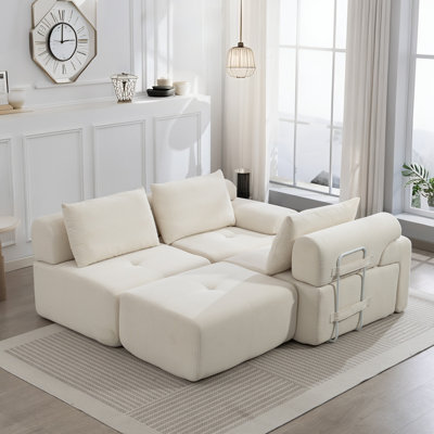Canapé modulaire en velours côtelé 120 po avec mousse à mémoire de forme, canapé rembourré en forme de L avec siège profond et méridienne, canapé modulaire 3 places pour appartements, chambres à coucher