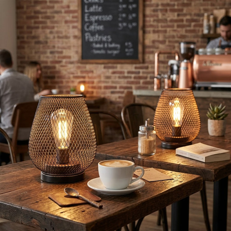 2 Set of 6.5'' High Metal Cage LED Lantern (Egg Shape)