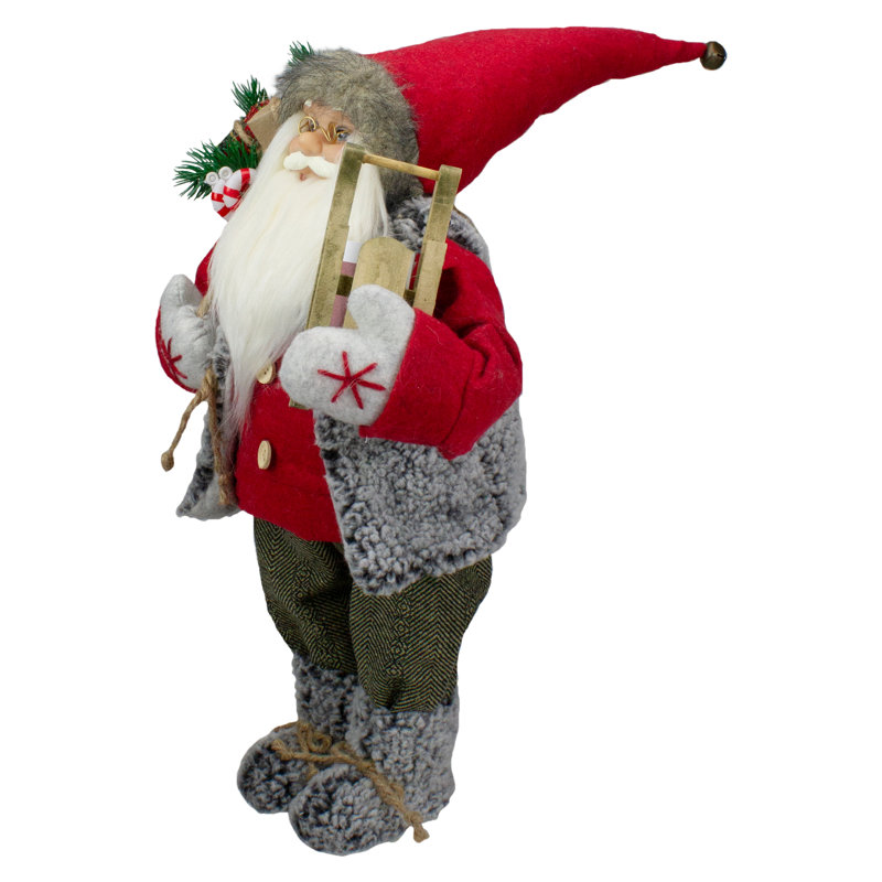 Figurine de père Noël debout 18 "transportant des cadeaux et un traîneau
