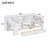 Twin Platform Bed with Storage Shelves, Drawers, Charging Station, LED Lights, Built-in Desk, and Upholstered Headboard, White+Beige Cushion-105378391-105378390