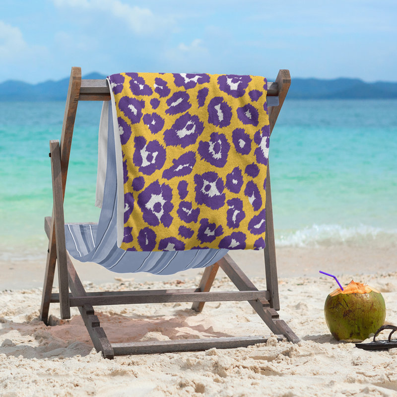Serviette de plage Magna, Microfibre, Or / blanc / mauve