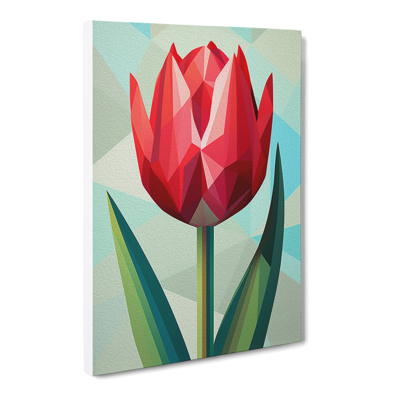 Tulip Flower Geometric - No Frame Print, 50cm H x 35cm W x 3cm D