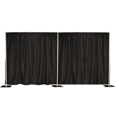 8' X 20' Pipe and Drape Complete Backdrop Kit with Fixed Uprights (Drape & Bags) -  VIP Crowd Control, 8x20BLK+6000+6001