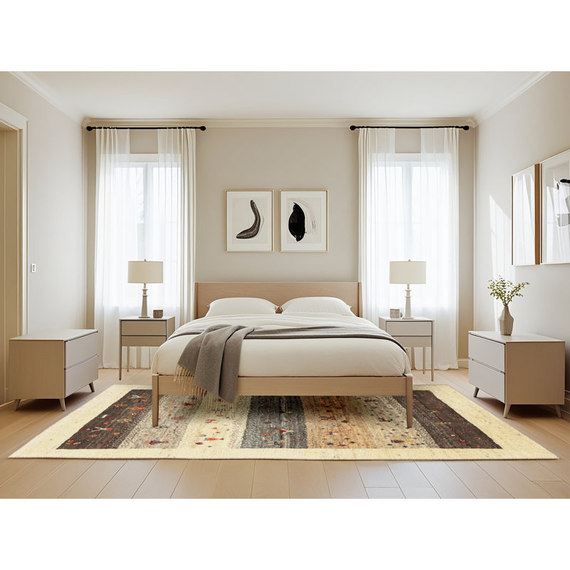 Tapis beige/brun/gris contemporain, Rectangle 5 pi x 8 pi