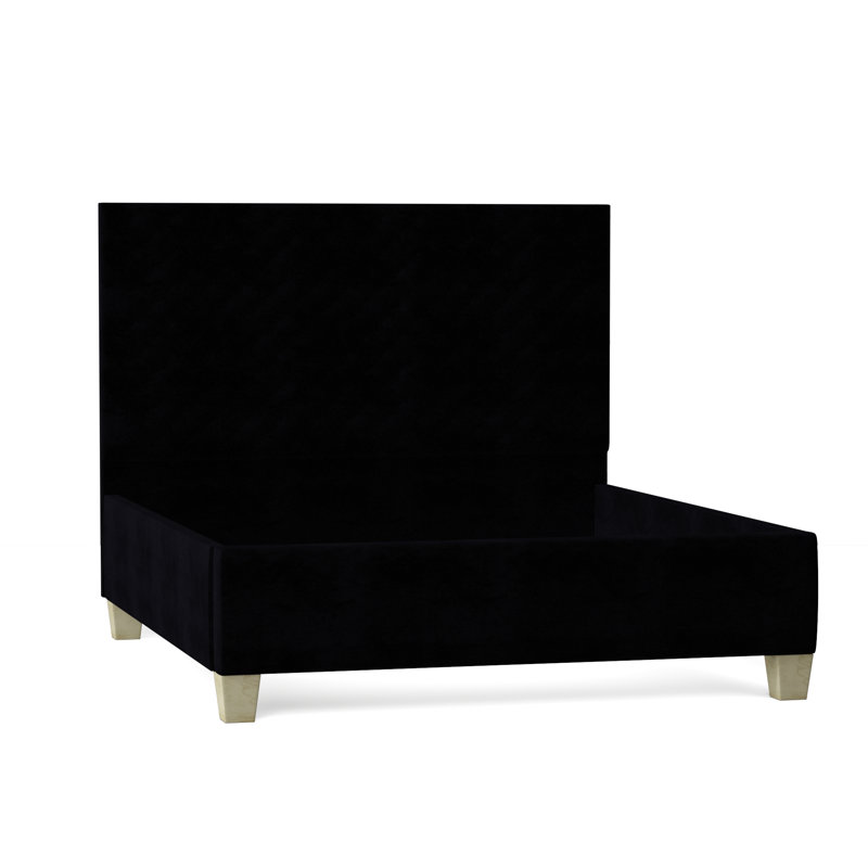 Leigh Upholstered Bed, Queen, Bella Black Performance Velvet, Brown Mahogany
