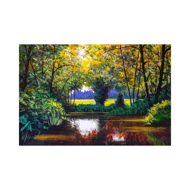 Sunny Pond Landscape by Valery Rybakow - Wrapped Canvas Gallery-Wrapped Canvas Giclée, 66.04 cm H x 45.72 cm W x 3.175 cm D