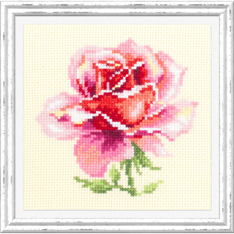 Rose rose 150-002 au point de croix