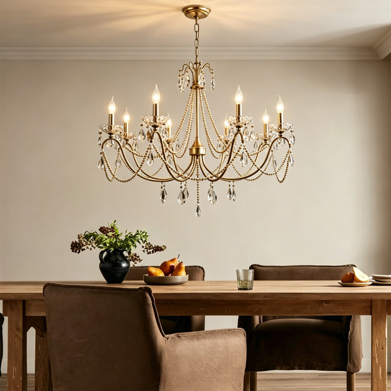 Luminaire suspendu en cristal 8 lumières, 35.4", 8 Lights