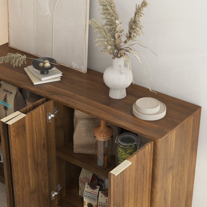 Buffet cannelé 55 po avec tablettes réglables, Noyer