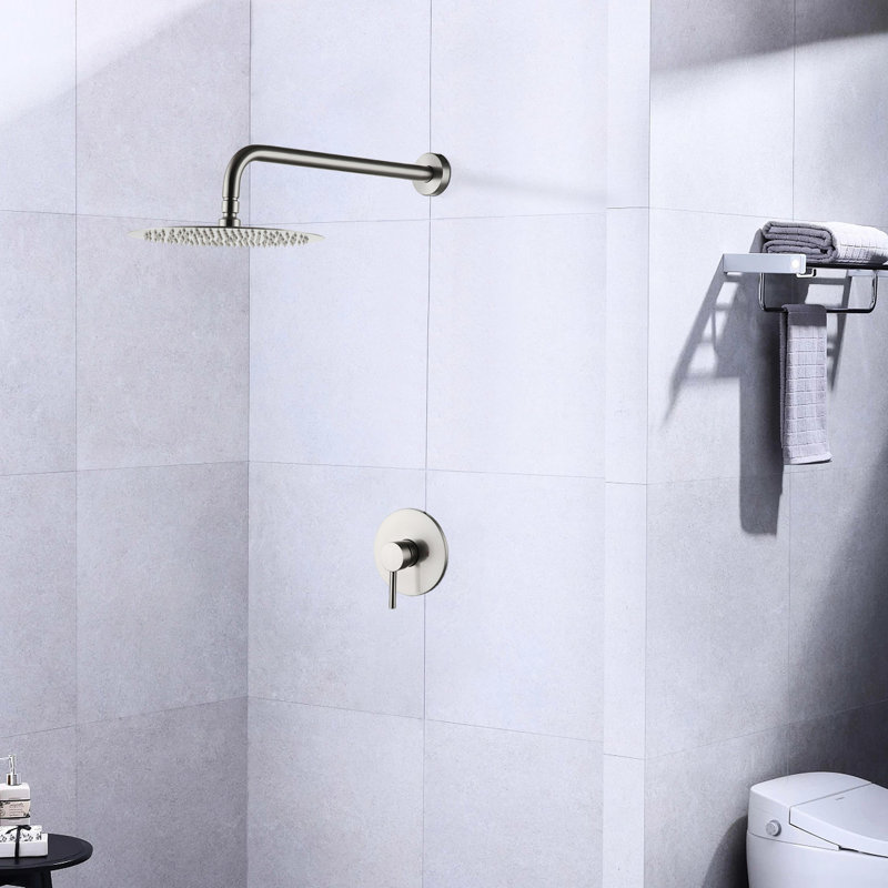 Brushed Nickel Wall Mounted Shower Faucet With Valve - Brass Arrangement Constructional