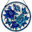 Panneau de vitrail à fleurs bleues 7,8 "H-1059604097