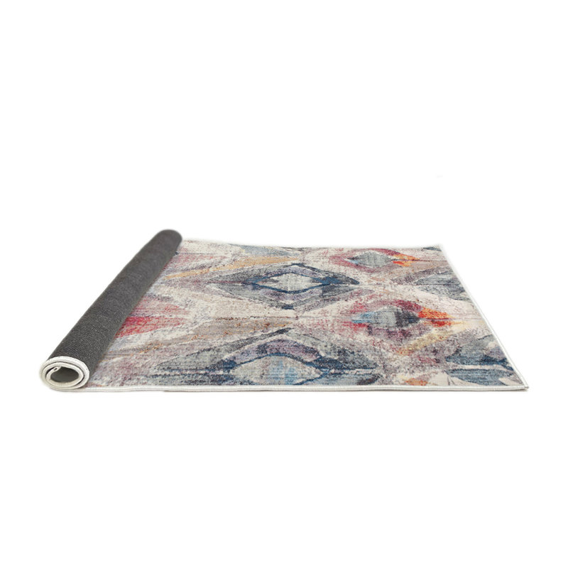 Tapis abstrait gris / bleu mer, Rond 7 pi