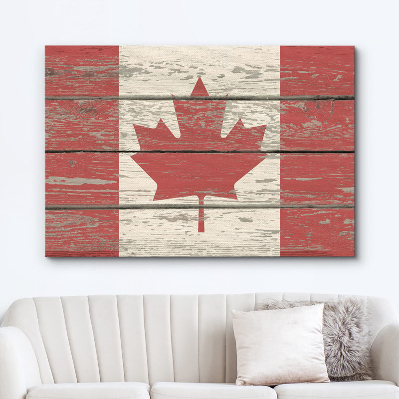 «Country Country» «Vintage Wood-Pavement Effect Canadian Flag», H 12 po x l 18 po x P 1,5 po