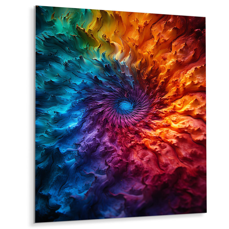 Colorful Space Fractal Spiral II - Fractal Metal Wall Art Print, 40" H x 30" W x 1.5" D