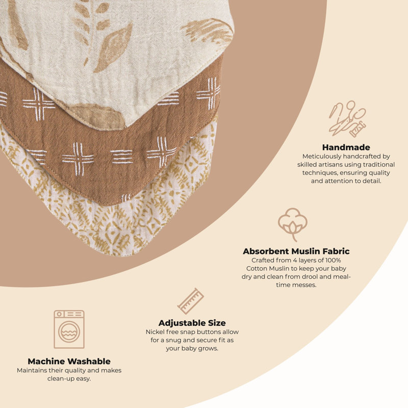 Crane Baby 3Pc. Muslin Bib Set - Kendi Collection