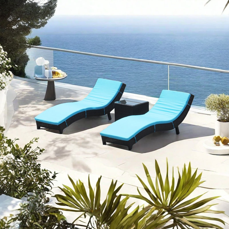 Ensemble de chaises longues écologiques en osier avec table