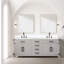 White Oak Double Bath Vanity 80 In. W X 22 In. D, White Quartz Top, And Faucet Set