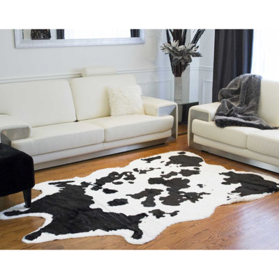 Ingham Black and White Faux Cowhide Area Rug