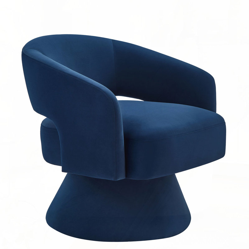 Fauteuil demi-tonneau pivotant rembourré en velours, Marine