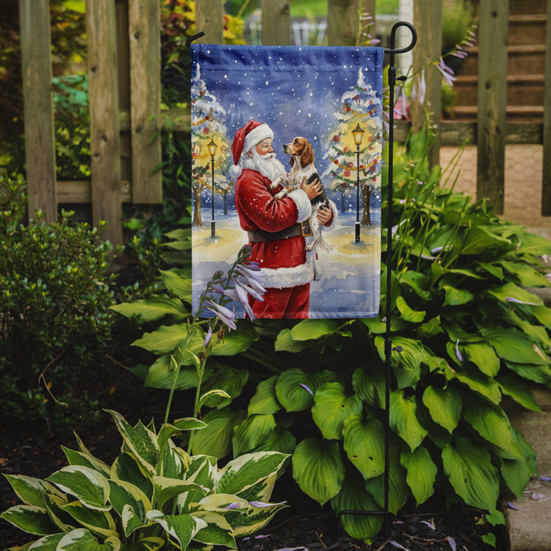 Setter anglais avec drapeau du jardin du père Noël, Taille du jardin, Setter anglais