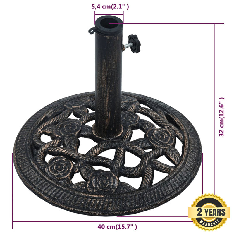 Kaneohe Cast Iron Free Standing Umbrella Base, Brown