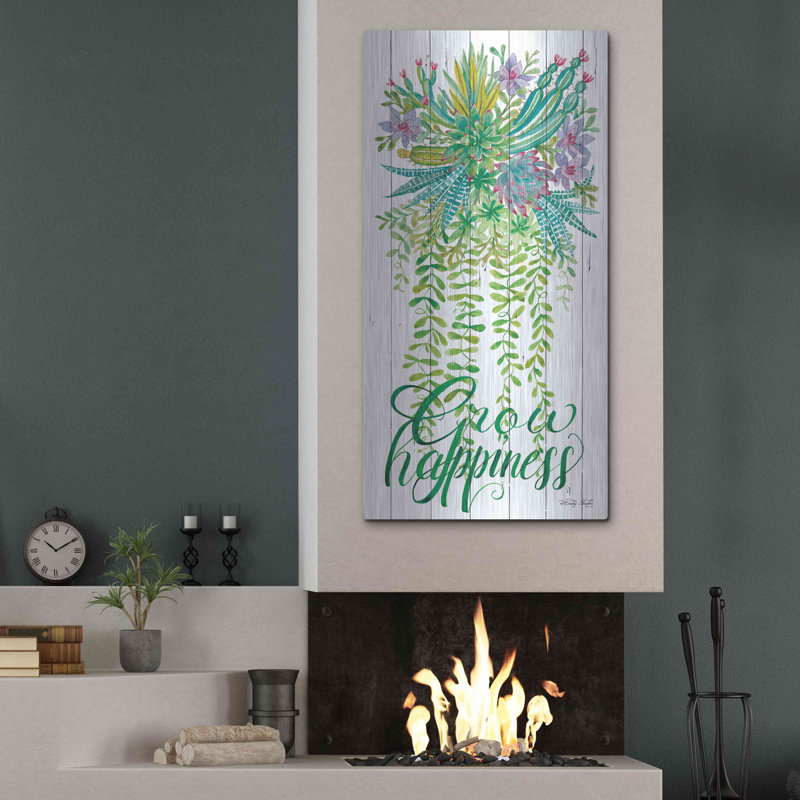 «Grow Happiness Hanging Plant» par Cindy Jacobs, art mural en métal, H 48 po x l 24 po