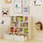 Toy Storage Organizer with 2 Movable Drawers, Multi-Functional 7 Shelf Kids Bookcase with 2 Hooks, Children Book Shelf for Kids Room