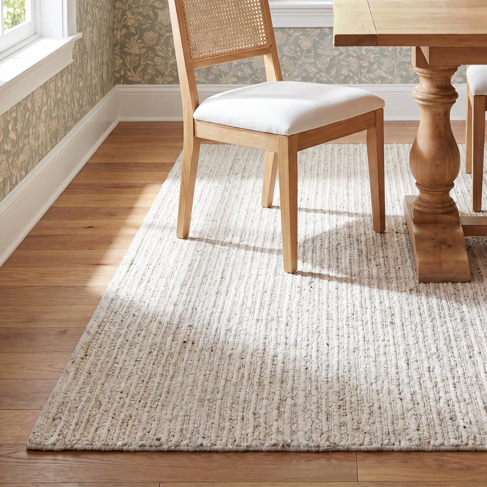 Joly Hand-Woven Beige Striped Rug, Rectangle 10' x 14'