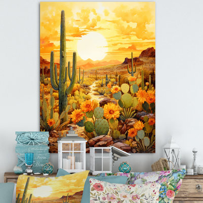 Cactus Golden Garden, reproduction d'art sur toile