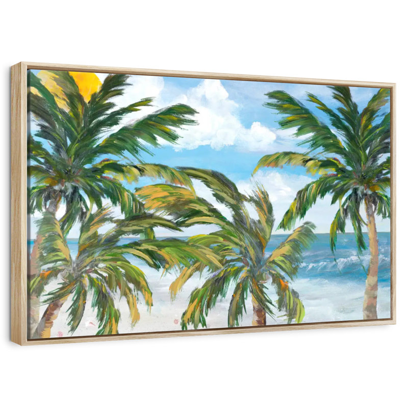 Paradis d'arbres tropicaux, Cadre flottant en bois naturel, 31 po x 21 po