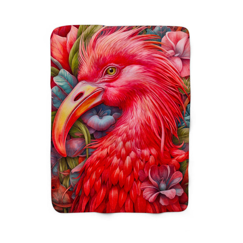 Couverture de sherpa de qualité supérieure Tropical Plumage Delight - 1 pièce, Grand lit