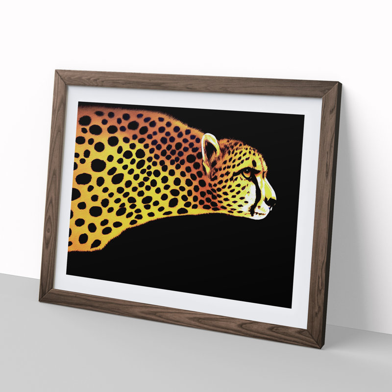 Exclusive Cheetah - Single Picture Frame Painting, 25cm H x 34cm W x 2cm D, Walnut