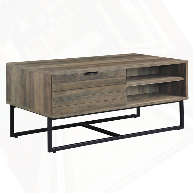 Rustic Oak & Black Finish Coffee Table
