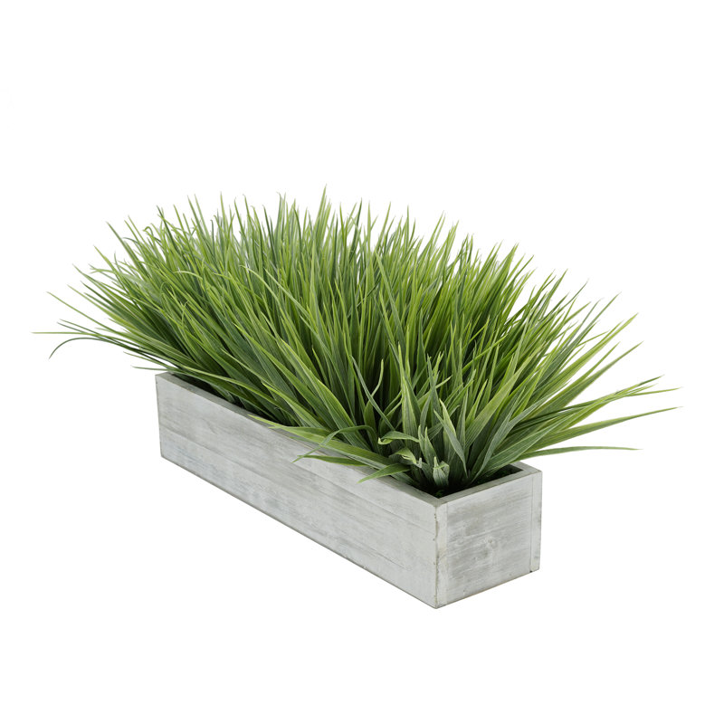 Herbe d'oignon artificielle en pot, Gris, H 10 po x l 21 po x P 10 po, Vert pâle
