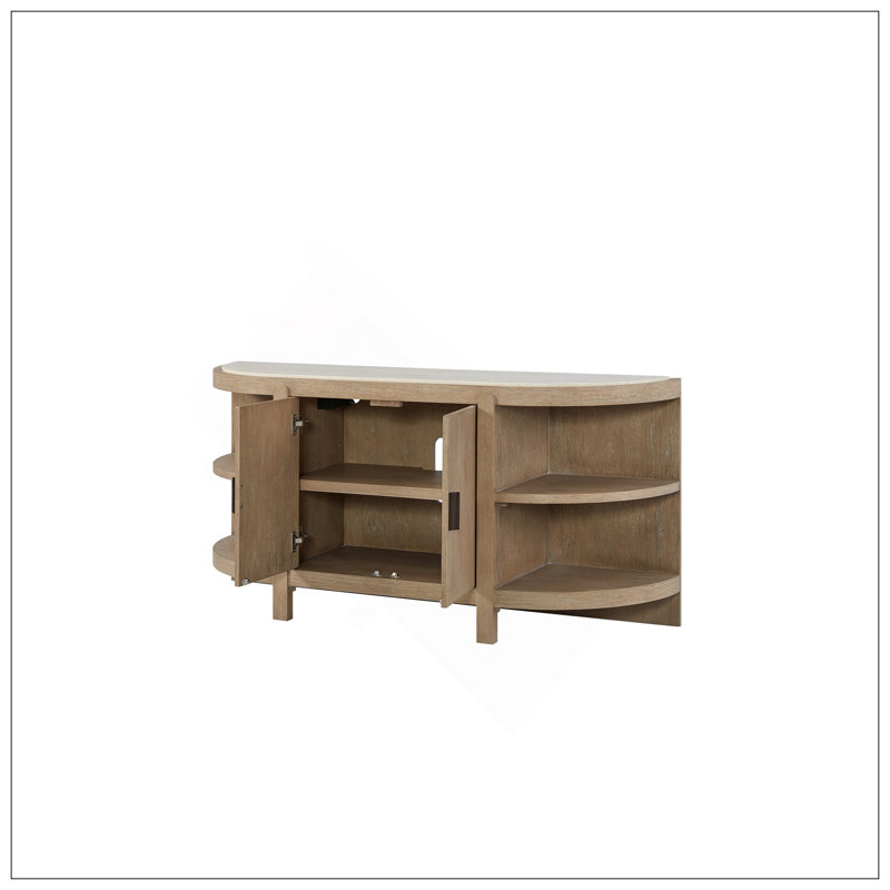 Console courbée à 2 portes avec plateau en marbre