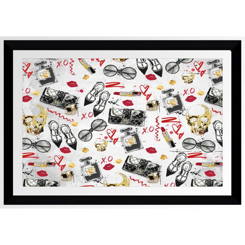 «Fashion Victim 1», impression sur toile, H 27,5 po x l 39,5 po, Cadre noir, Blanc mat