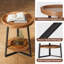 Table de bout ronde avec tablette de rangement, table d'appoint style campagne à 2 niveaux