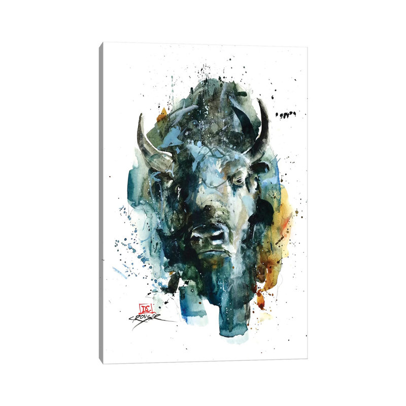 Abstract Bison by Dean Crouser - Painting on Canvas, Wrapped Canvas, 30.48 cm H x 45.72 cm W