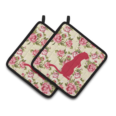 Caroline's Treasures Meerkat Floral Polyester Potholder Set