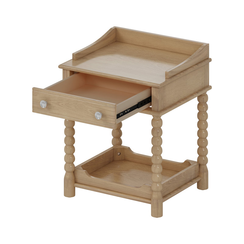 Retro Style Nightstand With Drawer And Open Shelf For Bedroom(Includes Only Nightstand), Natural