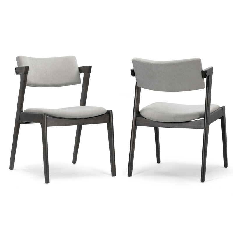 Keeler 18.11'' H Upholstered Side Chair, Black Washed Frame with Light Gray Seat
